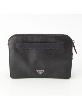 Prada Saffiano Leather Clutch Black